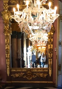 vamirror and chandelier